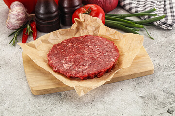 Raw beef burger cutlet minced meat