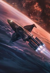 Obraz premium Journey Beyond: Futuristic Space Exploration Banner