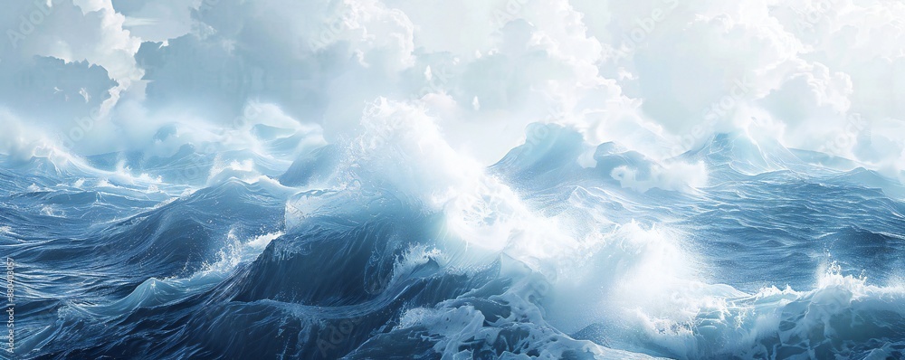 Wall mural plain bright water ocean wave background generative ai