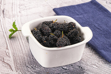 Juicy sweet mulberry in the bowl
