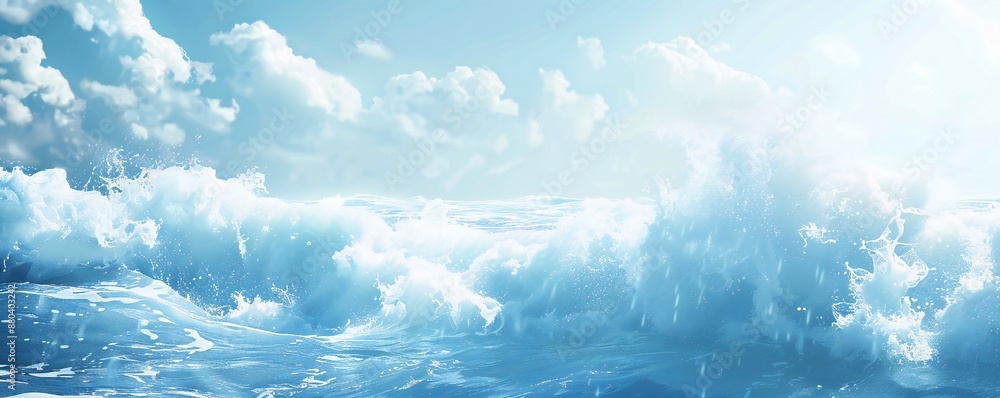 Wall mural plain bright water ocean wave background generative ai