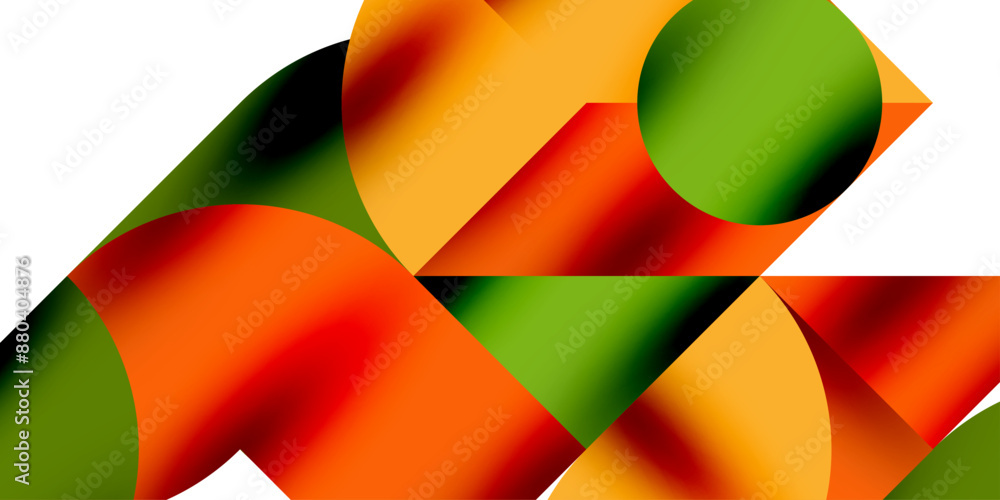 Poster tech minimal circular shapes geometric art. vector modern circles