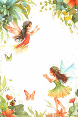 Fairy Girls Birthday card Illustration, generated ai