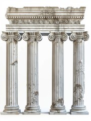 Obraz premium Two Ancient Greek or Roman Columns with a roof on white background
