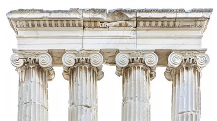 Obraz premium Two Ancient Greek or Roman Columns with a roof on white background