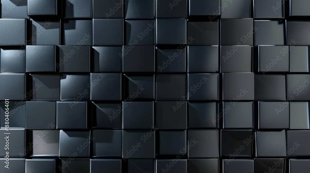 Poster abstract black cubes creating a modern geometric pattern.