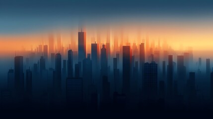 Fototapeta premium Illuminated cityscape, futuristic architecture, blue lights, night scene, flat design illustration