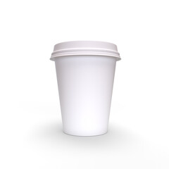 White coffee cup mockup isolated on white, front view