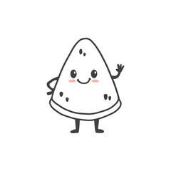 Cute cartoon watermelon with a smile on a white background. Funny piece of watermelon in doodle style. Vector illustration