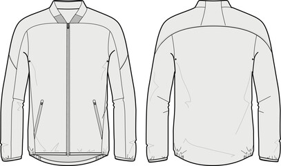 Full Zip Track Jacket Technical CAD Fashion Illustration Front and Back Views	