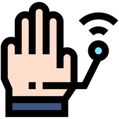 Vector Icon Hand Sensor, Technology, 5G, internet, wireless