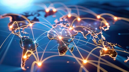 Global Logistics Network Map with Interconnected Nodes