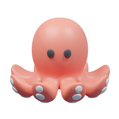 pink octopus 3d illustration