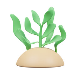 green brown seaweed 3d illustration