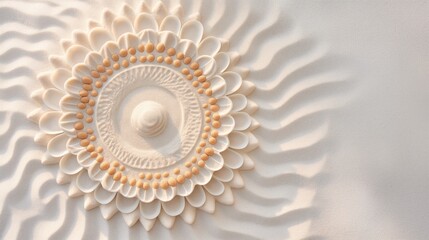 Colorful mandala art made with vibrant sand patterns. Abstract decoration with symmetrical design. Festival background.