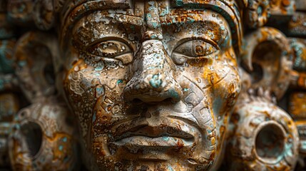 Close-Up of Mayan Stone Carving at Chichen Itza