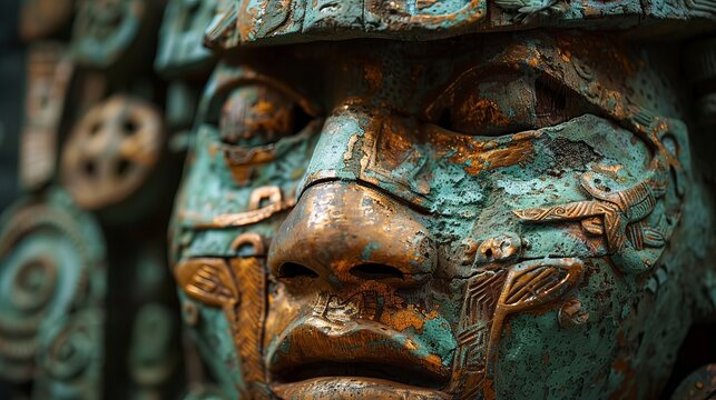 Close-Up of an Ancient Mayan Statue