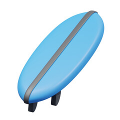 blue surf board 3d illustration