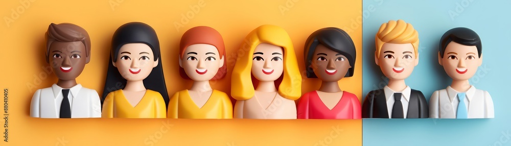Poster people icon flat design front view family theme 3d render splitcomplementary color scheme