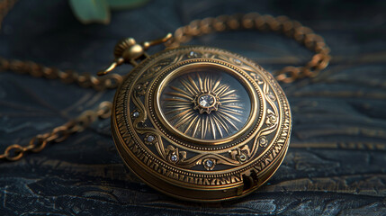 A vintage gold locket open to reveal a tiny photo