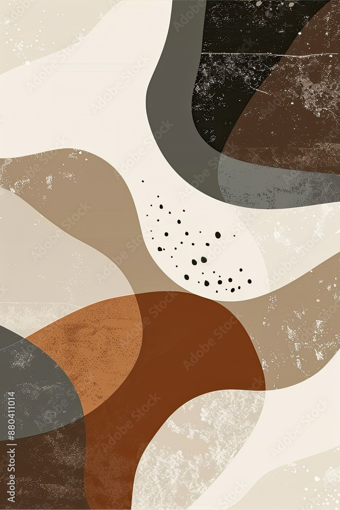 Poster an abstract painting of some rounded lines and shapes