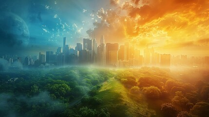 Fototapeta premium The consequences of global warming and climate change are exacerbated by air pollution