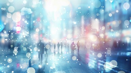 People walking on a busy city street. AI.