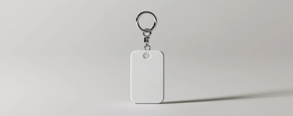 Isolated white keychain on white background mockup, 4K hyperrealistic photo