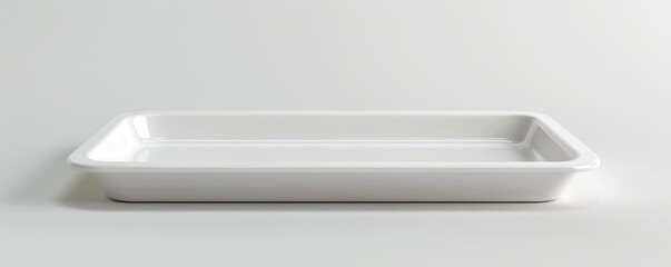 Isolated white plastic tray on white background mockup, 4K hyperrealistic photo