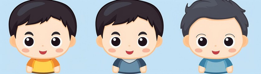 Obraz premium Baby icon flat design front view baby boy theme cartoon drawing Analogous Color Scheme