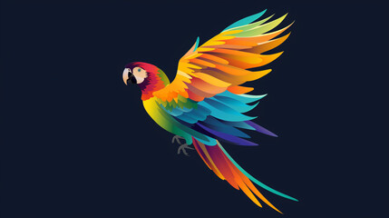 Fototapeta premium Pappagallo stilizzato su sfondo nero.