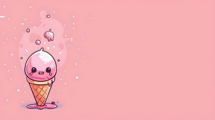 ice, cream, cone, ice cream, food, dessert, cold, icecream, sweet, vector, illustration, summer, ice-cream, chocolate, pink, strawberry, vanilla, delicious, wafer, icon, snack, flavor, frozen, cartoon
