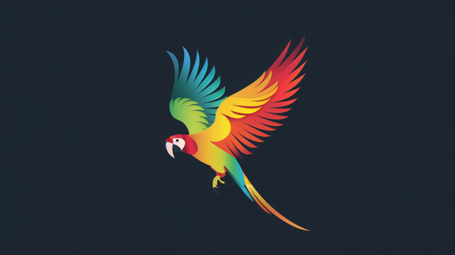Pappagallo stilizzato su sfondo nero.