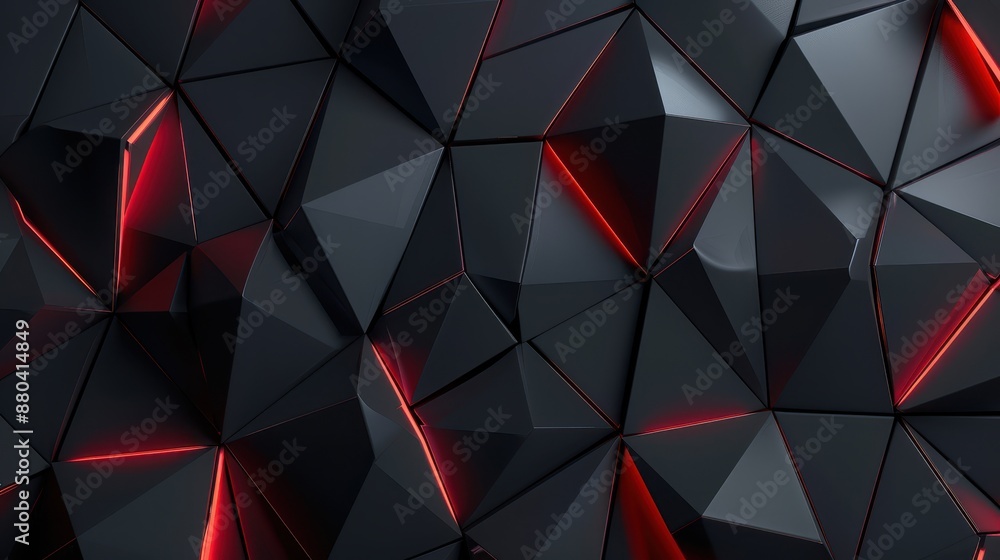 Poster abstract dark geometric pattern with red highlights