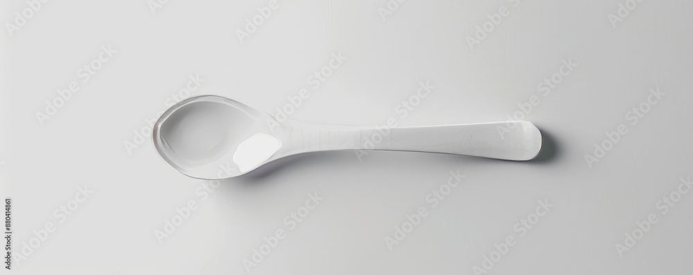 Wall mural Isolated white spoon on white background mockup, 4K hyperrealistic photo