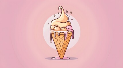 ice, cream, cone, ice cream, food, dessert, cold, icecream, sweet, vector, illustration, summer, ice-cream, chocolate, pink, strawberry, vanilla, delicious, wafer, icon, snack, flavor, frozen, cartoon