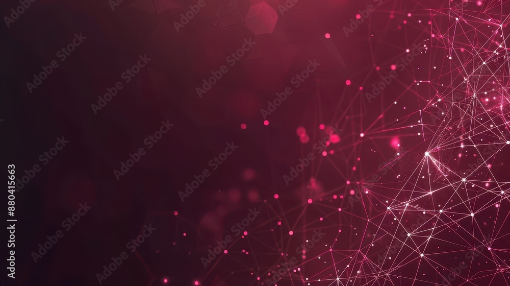 Poster abstract red network of connected dots and lines art.