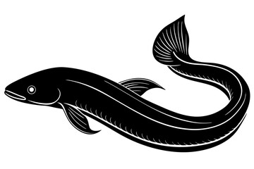 Eel fish silhouette vector, Silhouette of a eel fish on white background

