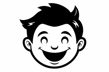 Smiling Face  silhouette vector illustration Black white