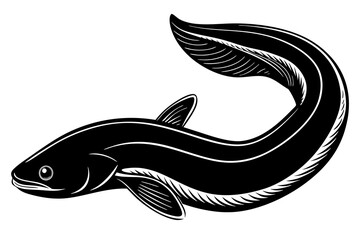 Eel fish silhouette vector, Silhouette of a eel fish on white background

