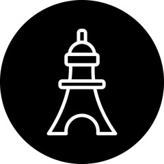 Eiffel Vector Line White Circle Black
