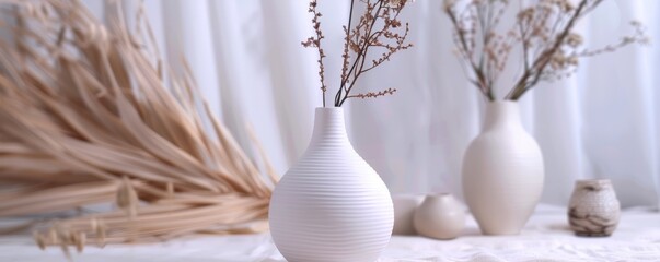 Isolated white ceramic vase on white background mockup, 4K hyperrealistic photo
