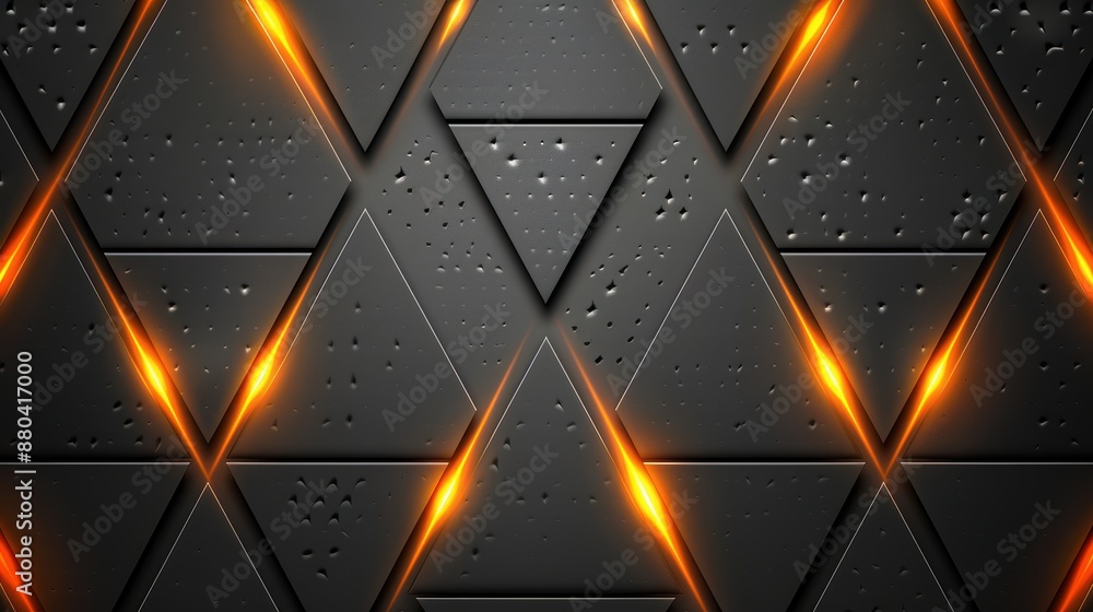 Poster geometric pattern with glowing lines in dark background