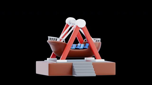 3D Animation of Pirate Ship Showing Rocking Motion | Alpha Channel