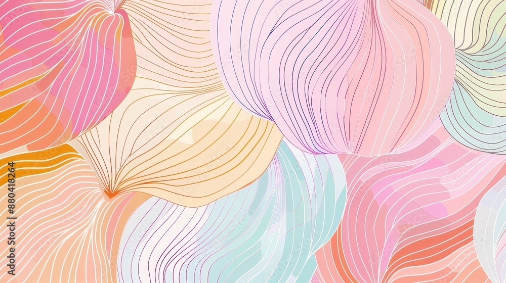 Poster abstract pastel pattern with linear flowing shapes
