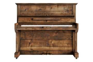 Wooden piano isolated on transparent background