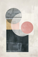 An abstract painting of some geometrical lines and shapes