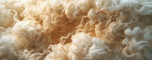 Soft sheep wool with natural crimp, 4K hyperrealistic photo