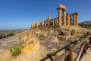 Temple of Juno in the Valley of the Temples in Agrigento, Sicily, Italy