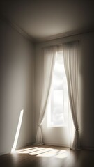 A window with white curtains